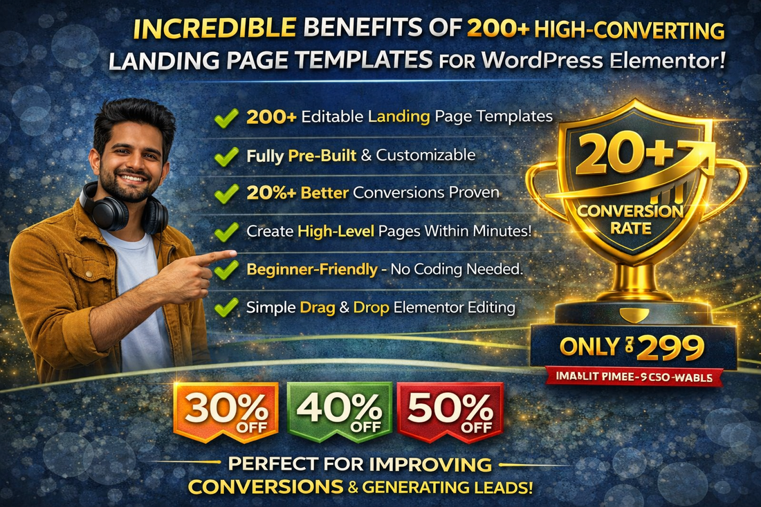 200+ High-Converting Landing Page Templates (Elementor) – Pre-Built & Fully Editable | 20%+ Conversion | Only ₹299