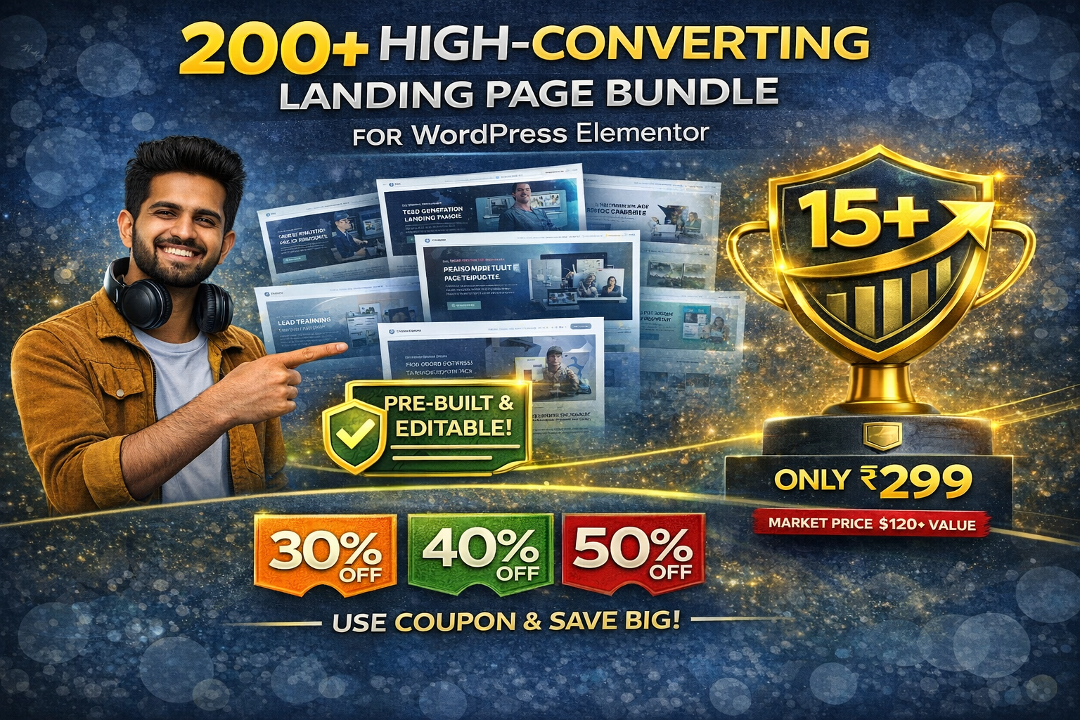 200+ High-Converting Landing Page Templates (Elementor) – Pre-Built & Fully Editable | 20%+ Conversion | Only ₹299